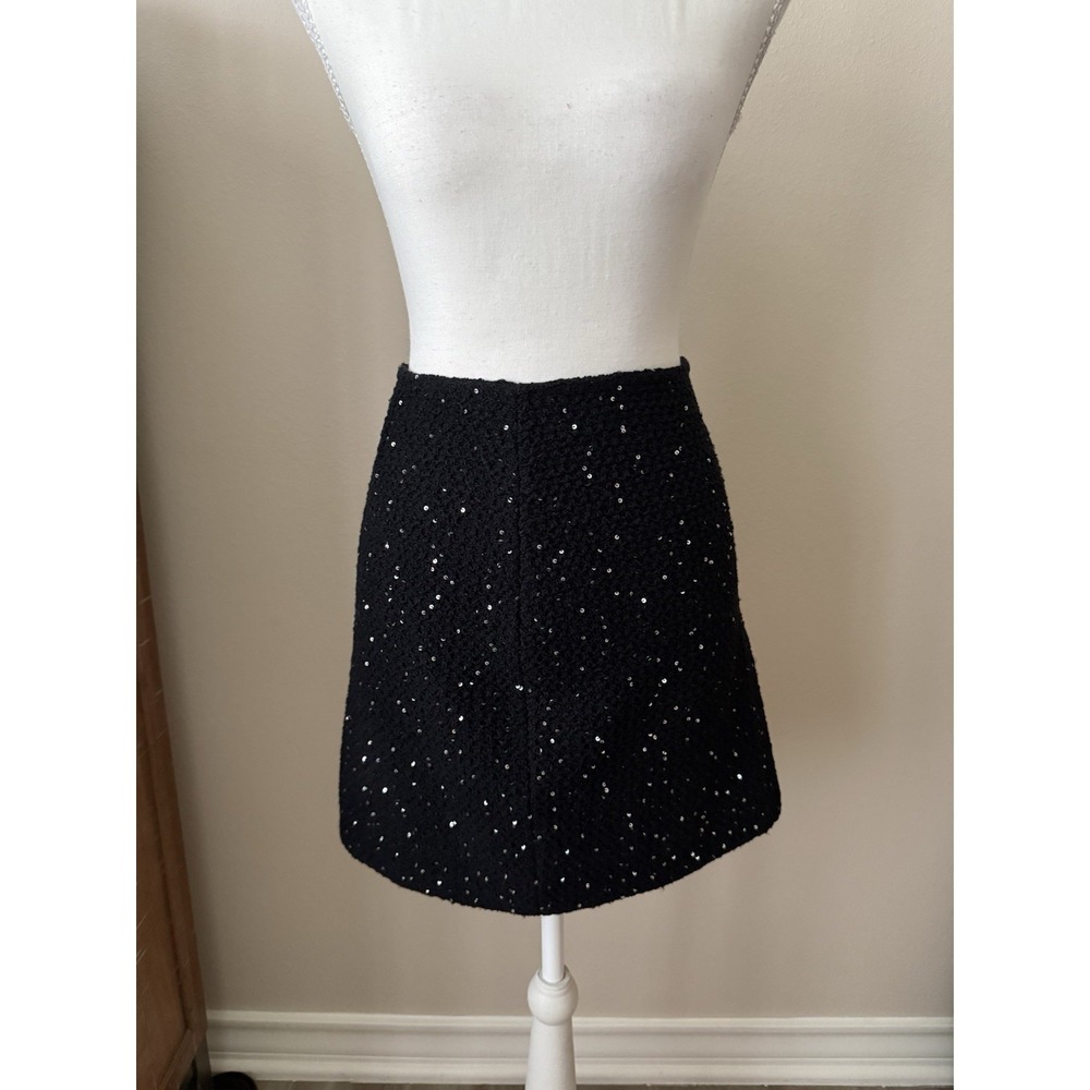 St John Black Sequin Knit Skirt Santana Collection Spring 2016 Sz 8 $595 Retail